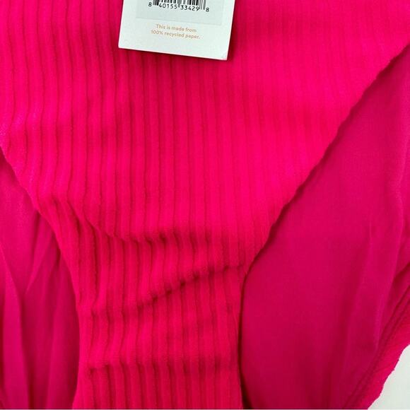 Andie Swim Size XXL The 90s Bikini Bottom Rib Terry Neon Hibiscus Pink NEW - Picture 6 of 14